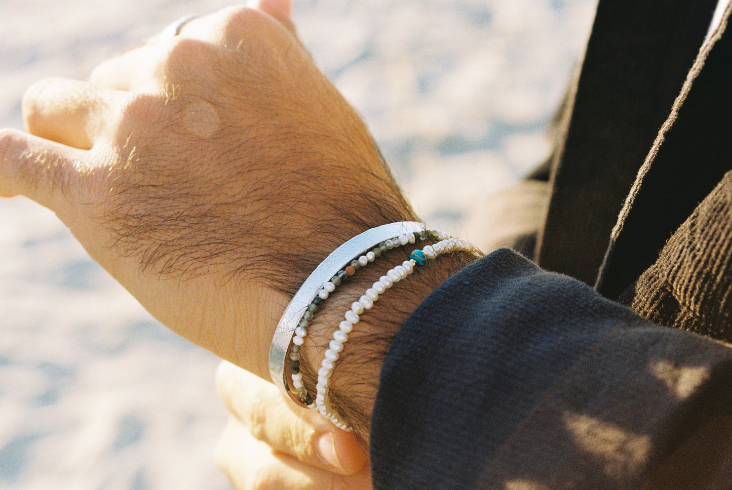 Flat silver bracelet