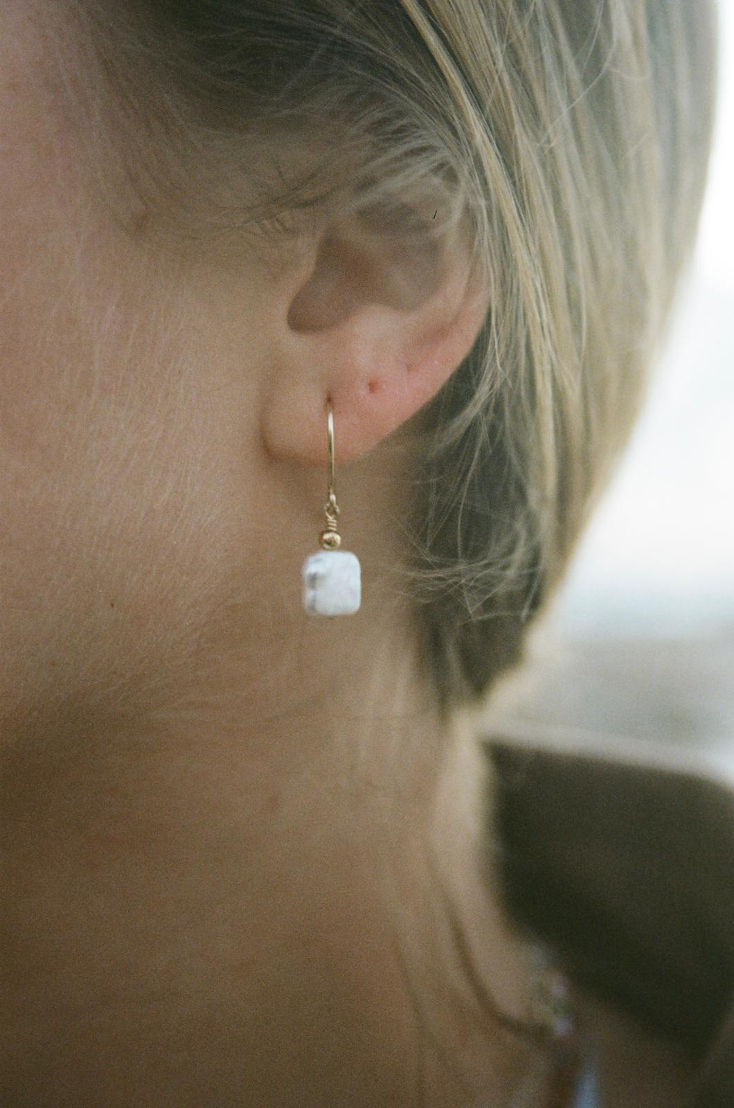 Square pearl earrings