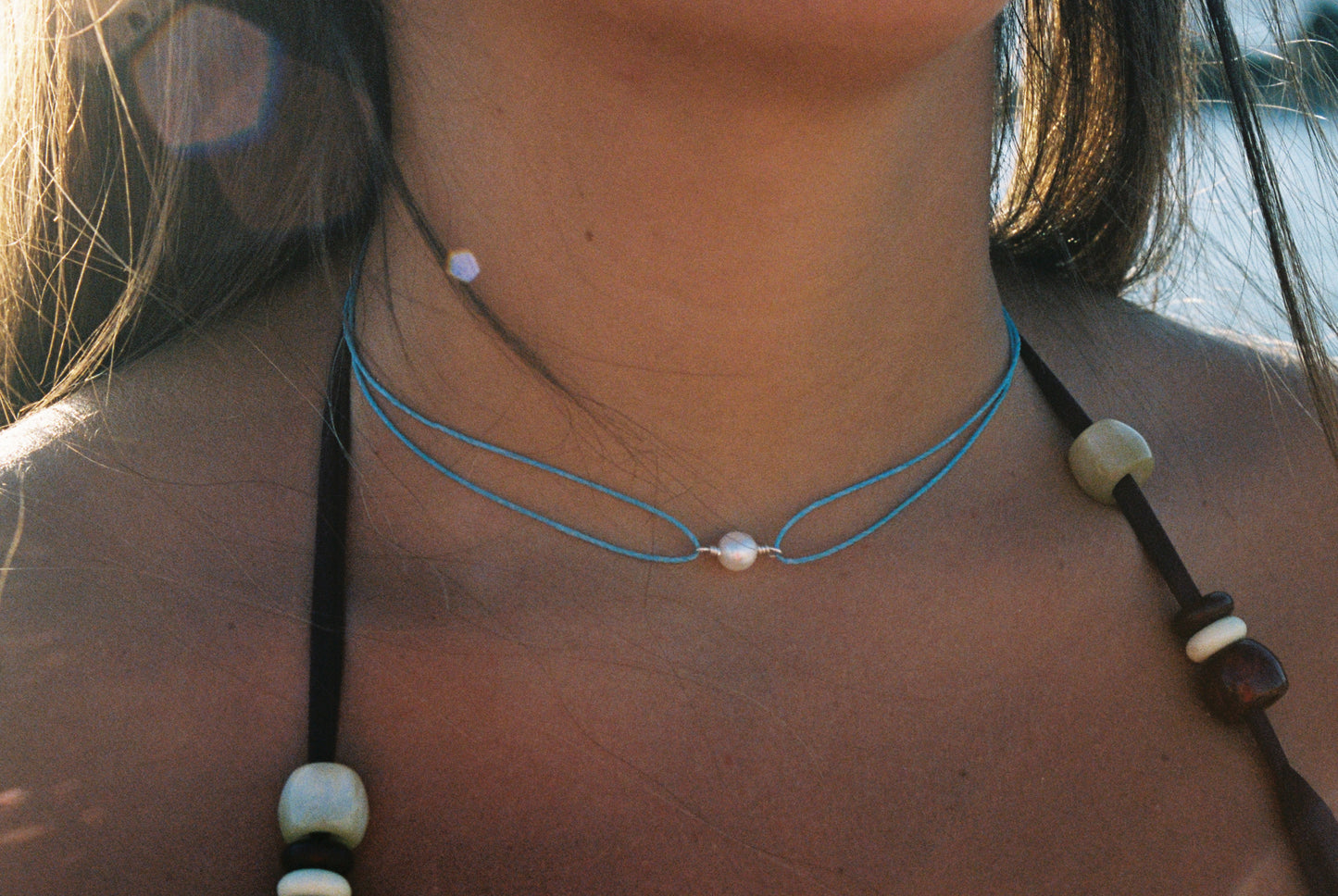 Macrame ROUND PEARL necklace