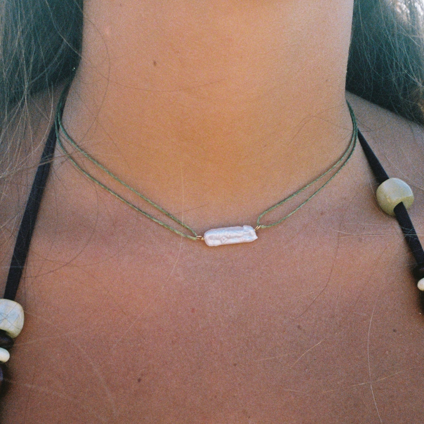 Macrame SINGLE PEARL necklace