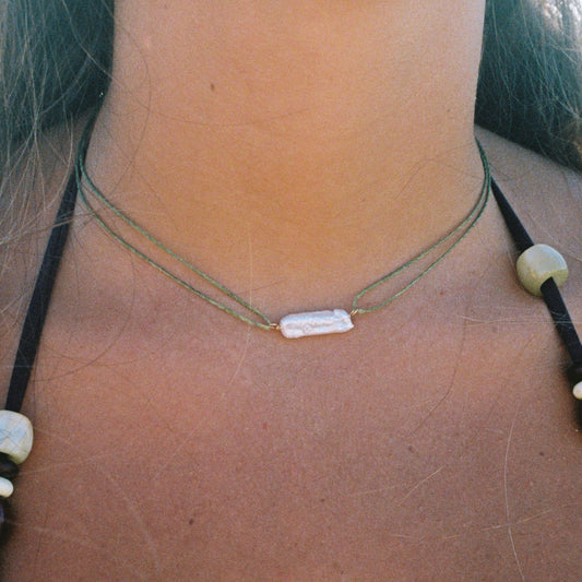 Macrame SINGLE PEARL necklace