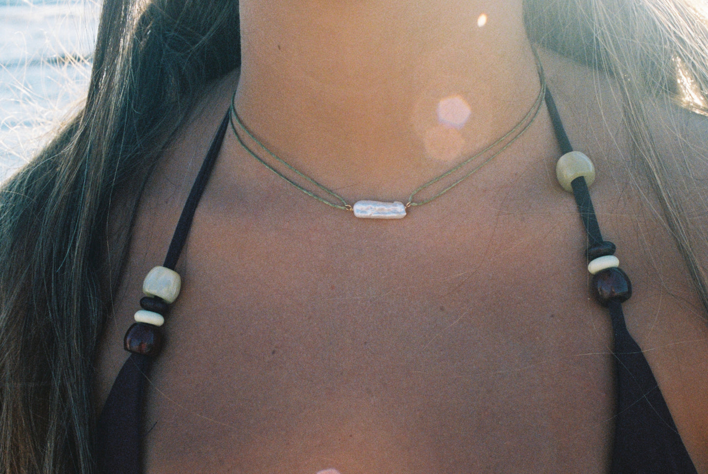 Macrame SINGLE PEARL necklace